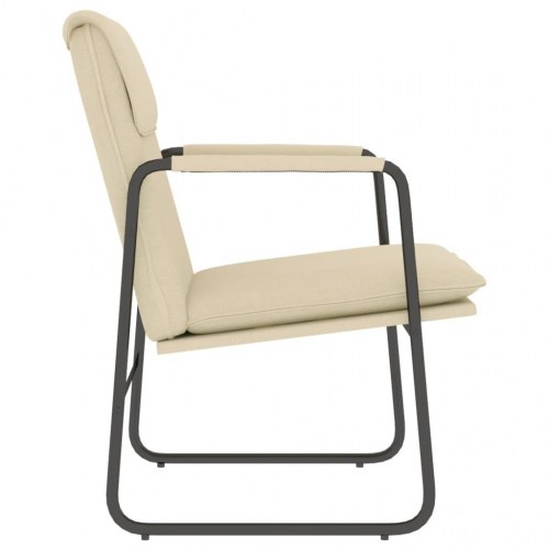 Loungestol i stof - cremefarvet, 55 × 64 × 80 cm