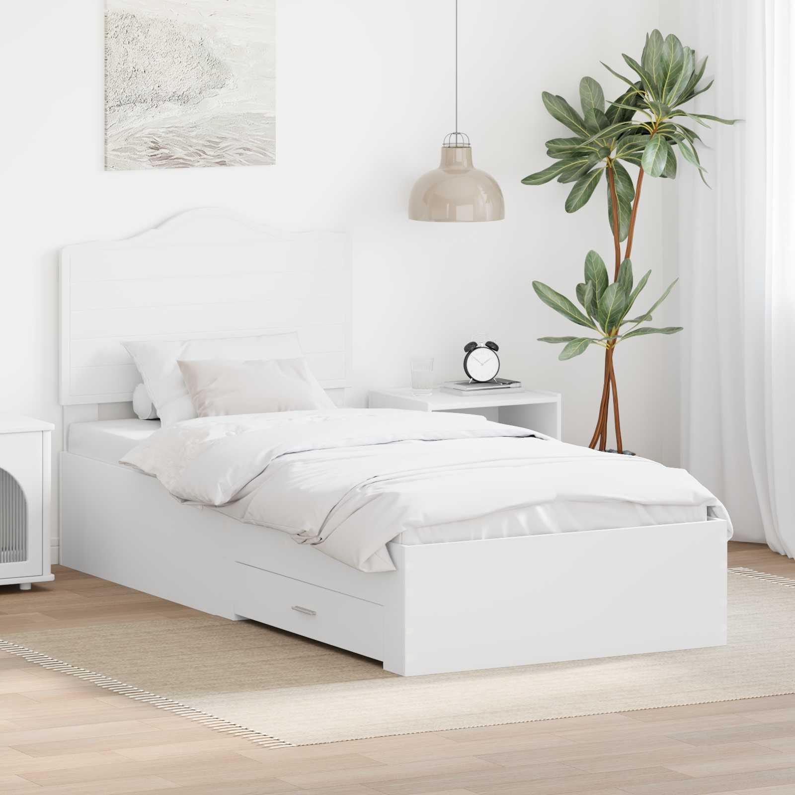 Sengestel med hovedgærde Hvid 90 x 190 cm Konstrueret træ