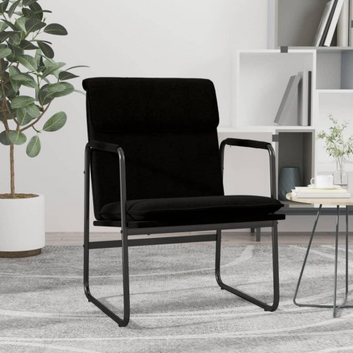 Loungestol i stof - 55 × 64 × 80 cm, sort