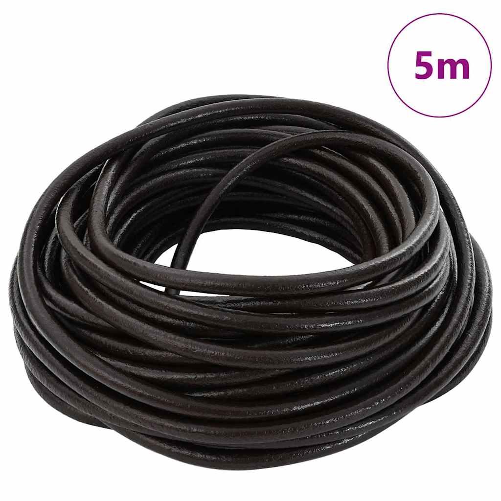 Lædersnor Mørk Brun Ø5 mm x 5 m Læder
