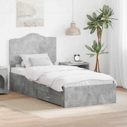 Sengestel med opbevaring - betongrå 100 x 200 cm