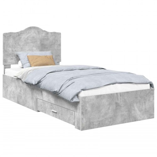 Sengestel med opbevaring - betongrå 100 x 200 cm