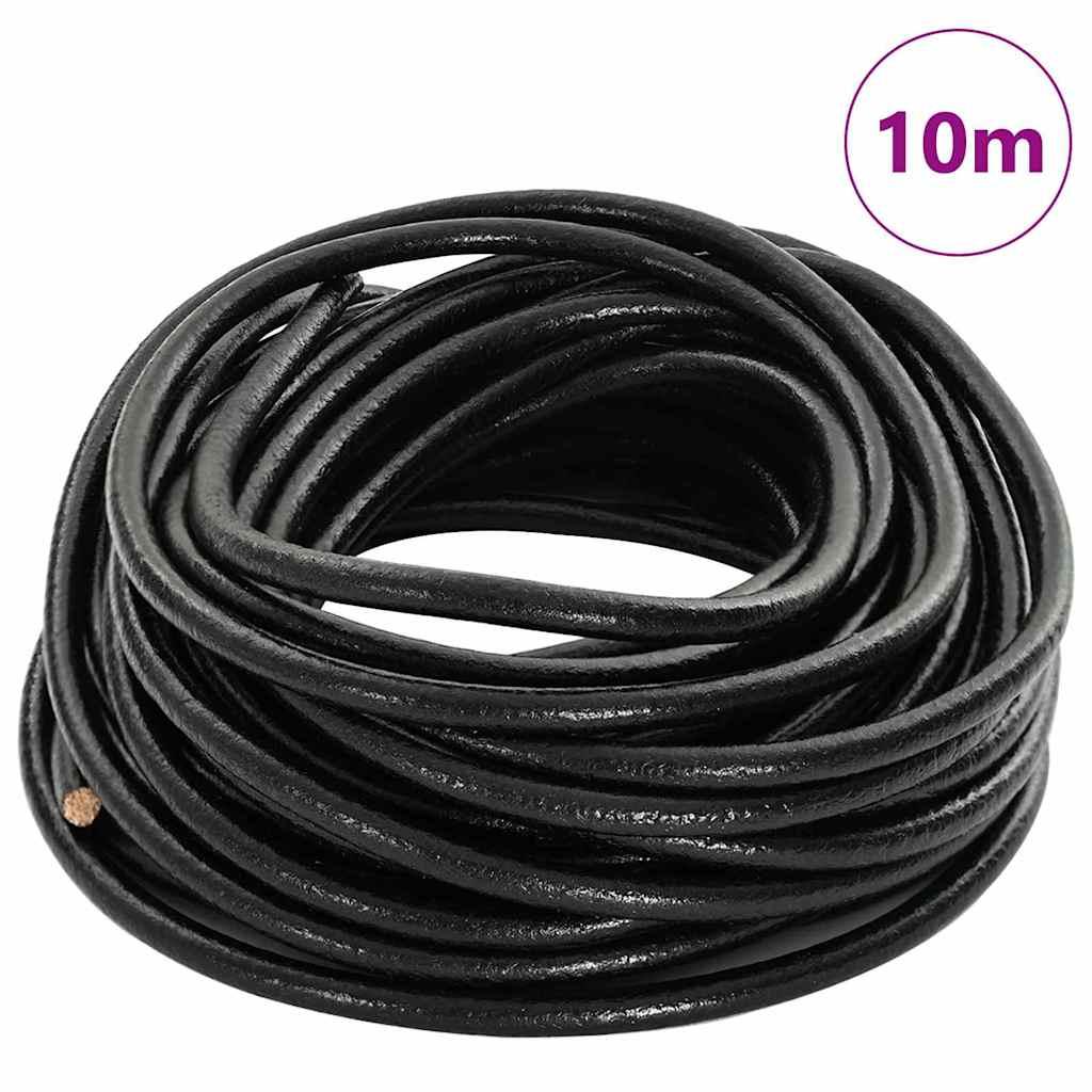 Lædersnor Sort Ø4 mm x 10 m Læder