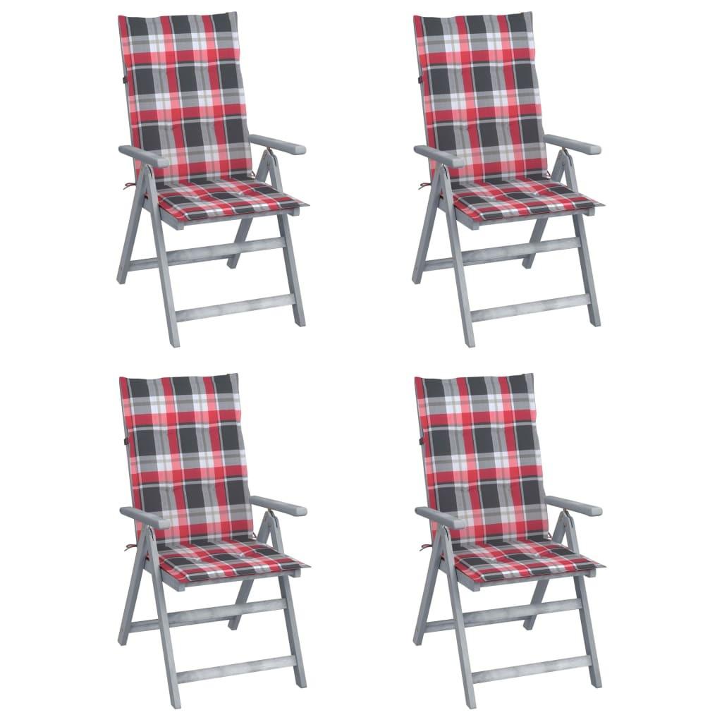 Lænestole til haven 4 stk. med hynder massivt akacietræ billede