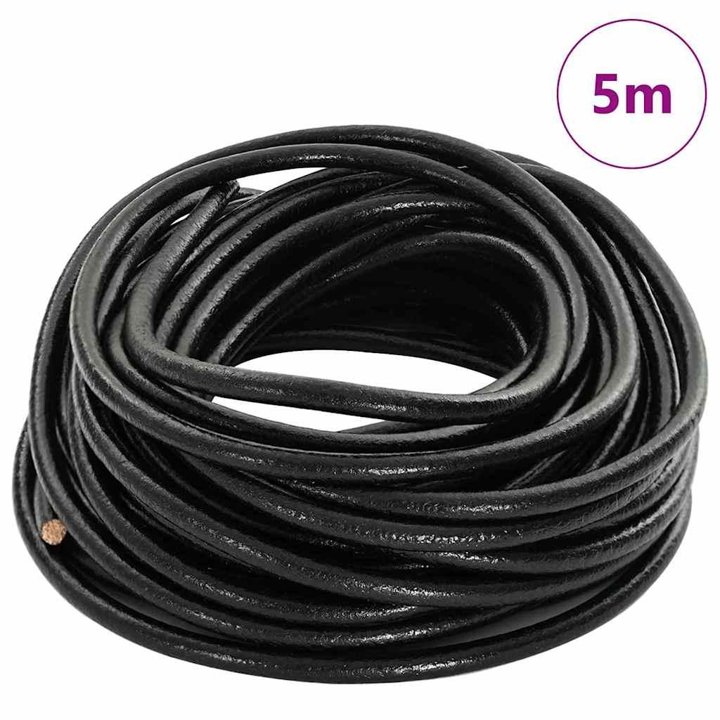 Lædersnor Sort Ø4 mm x 5 m Læder