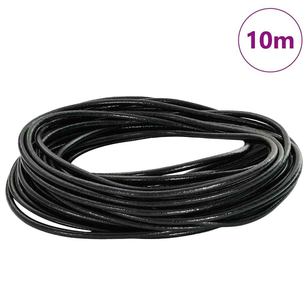 Lædersnor Sort Ø3 mm x 10 m Læder