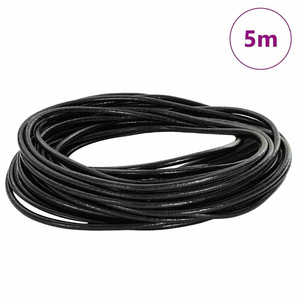 Lædersnor Sort Ø3 mm x 5 m Læder