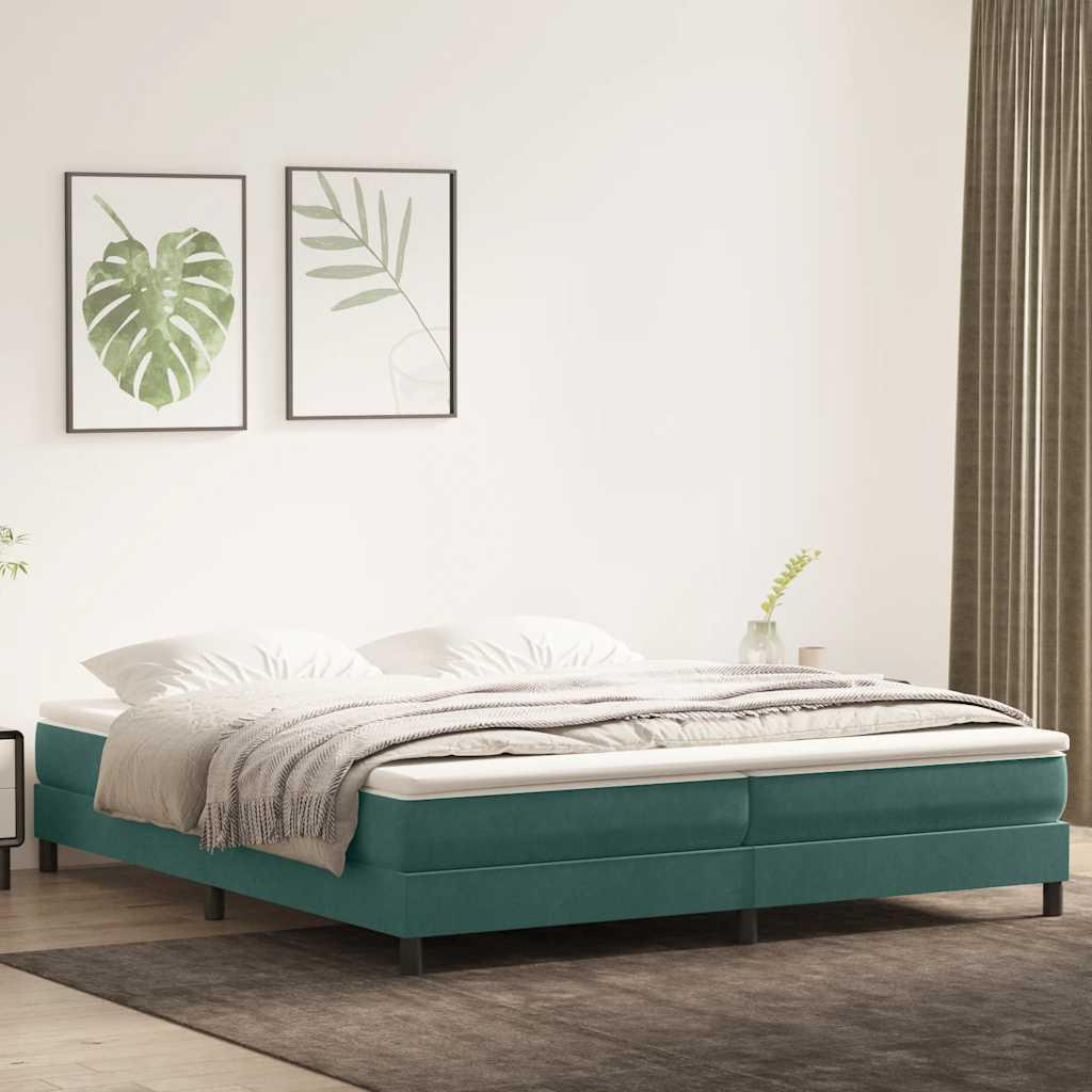 Kontinentalseng med madras 180x210 cm fløjl mørkegrøn