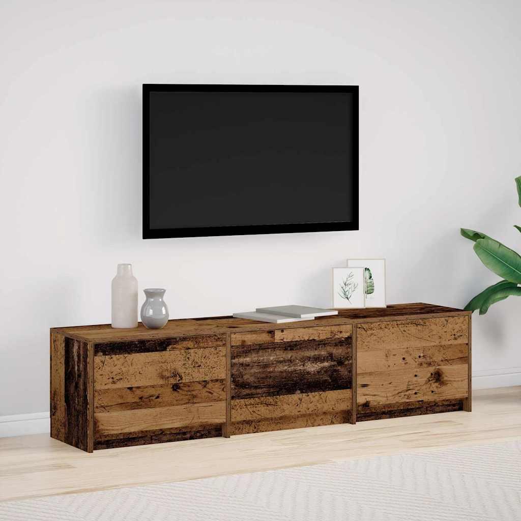 TV skab med LED lys med skuffe Gammelt træ 162 x 34 x 40 cm