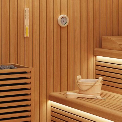 Sauna tilbehørs sæt 4 stk Brun Massivt fyrretræ og hamp