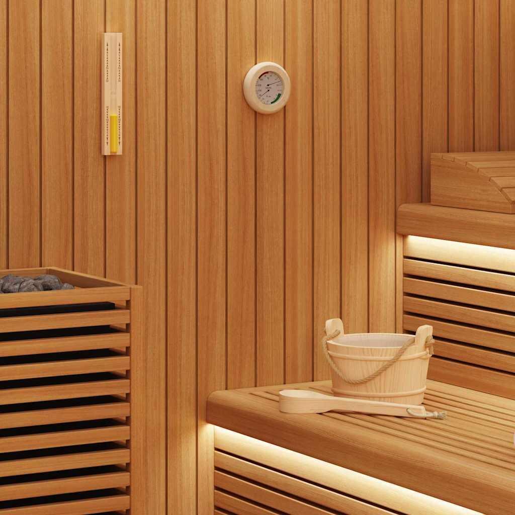 Sauna tilbehørs sæt 4 stk Brun Massivt fyrretræ og hamp
