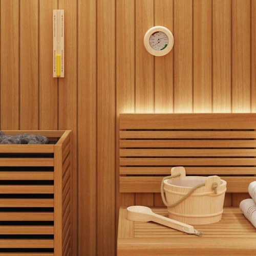 Sauna tilbehørs sæt 4 stk Brun Massivt fyrretræ og hamp