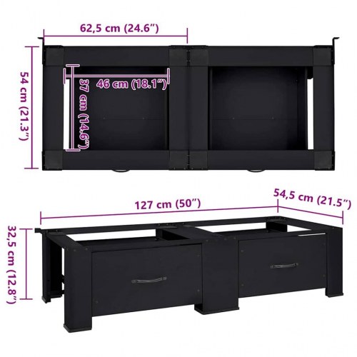 Vaskemaskine Pedestal 2 stk Sort 64 x 55 x 32.5 cm Stål