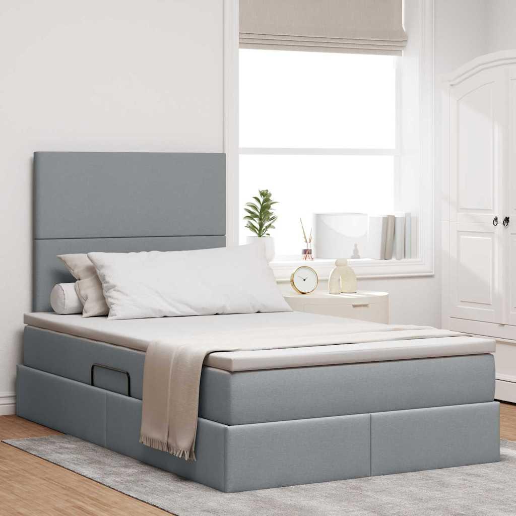 Seng Med Opbevaring Og Led Polyester - Lysegrå / 120 x 190 cm / Med ensartet mønster
