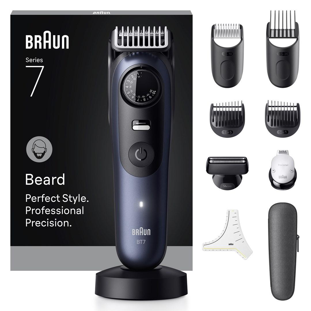 Skægtrimmer Braun BeardTrimmer 7 BT7, Wet & Dry, 40 længder, mørkeblå billede
