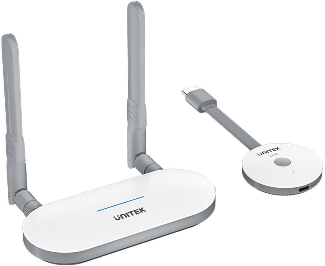 AV-signalkommunikationssystem Unitek trådløs HDMI-sender og -modtager op til 50 m hvid