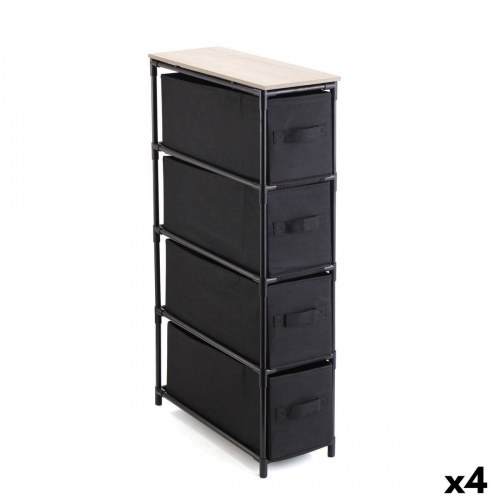 Kommode med skuffer Confortime brun/sort 47 × 20 × 90 cm (4 enheder)