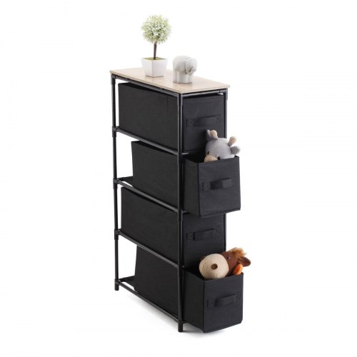 Kommode med skuffer Confortime brun/sort 47 × 20 × 90 cm (4 enheder)