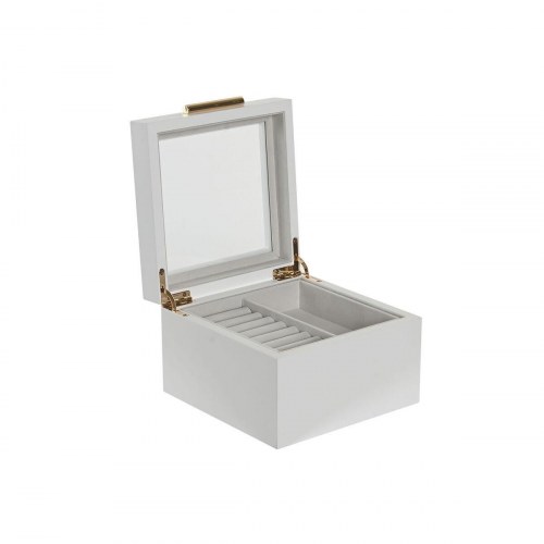 Smykkeskrin - hvid i træ med krystal-låg