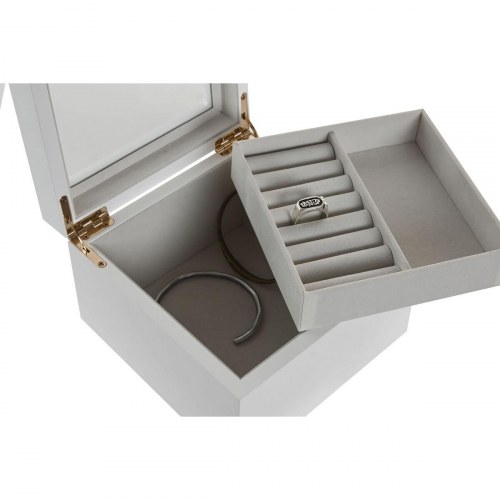 Smykkeskrin - hvid i træ med krystal-låg