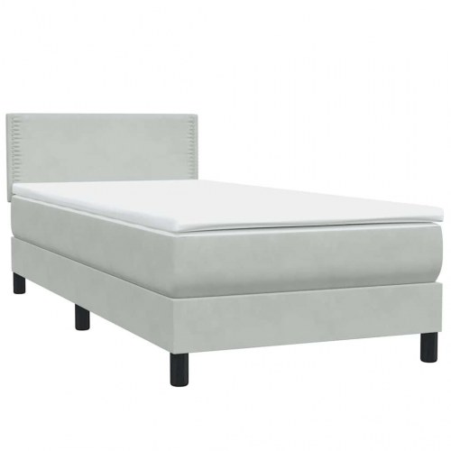 Kontinentalseng med madras 100x210 cm fløjl lysegrå