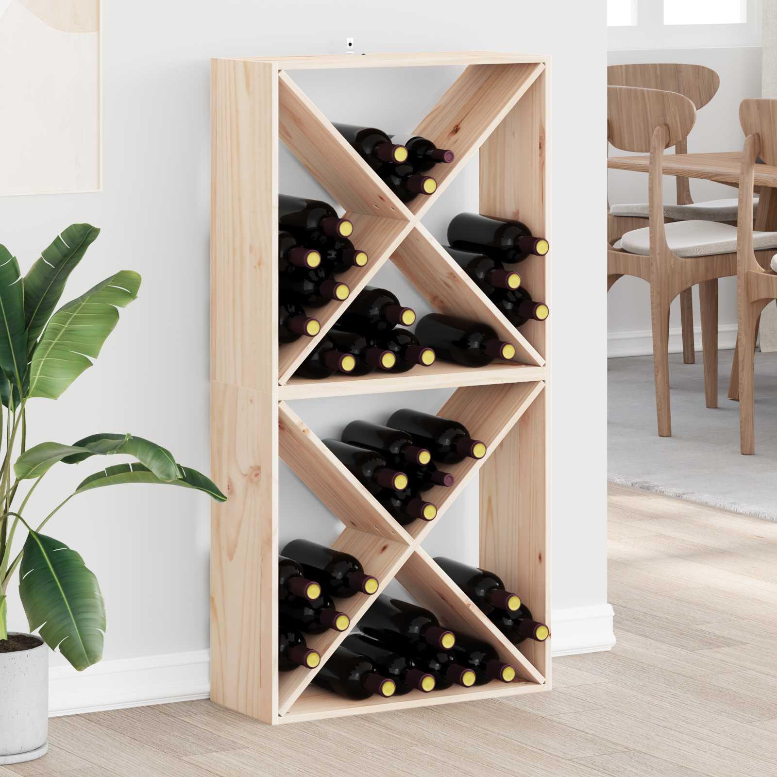 Vinfad - 2 stk naturfarvet vinhylde 62 × 25 × 62 cm i massiv fyrretræ
