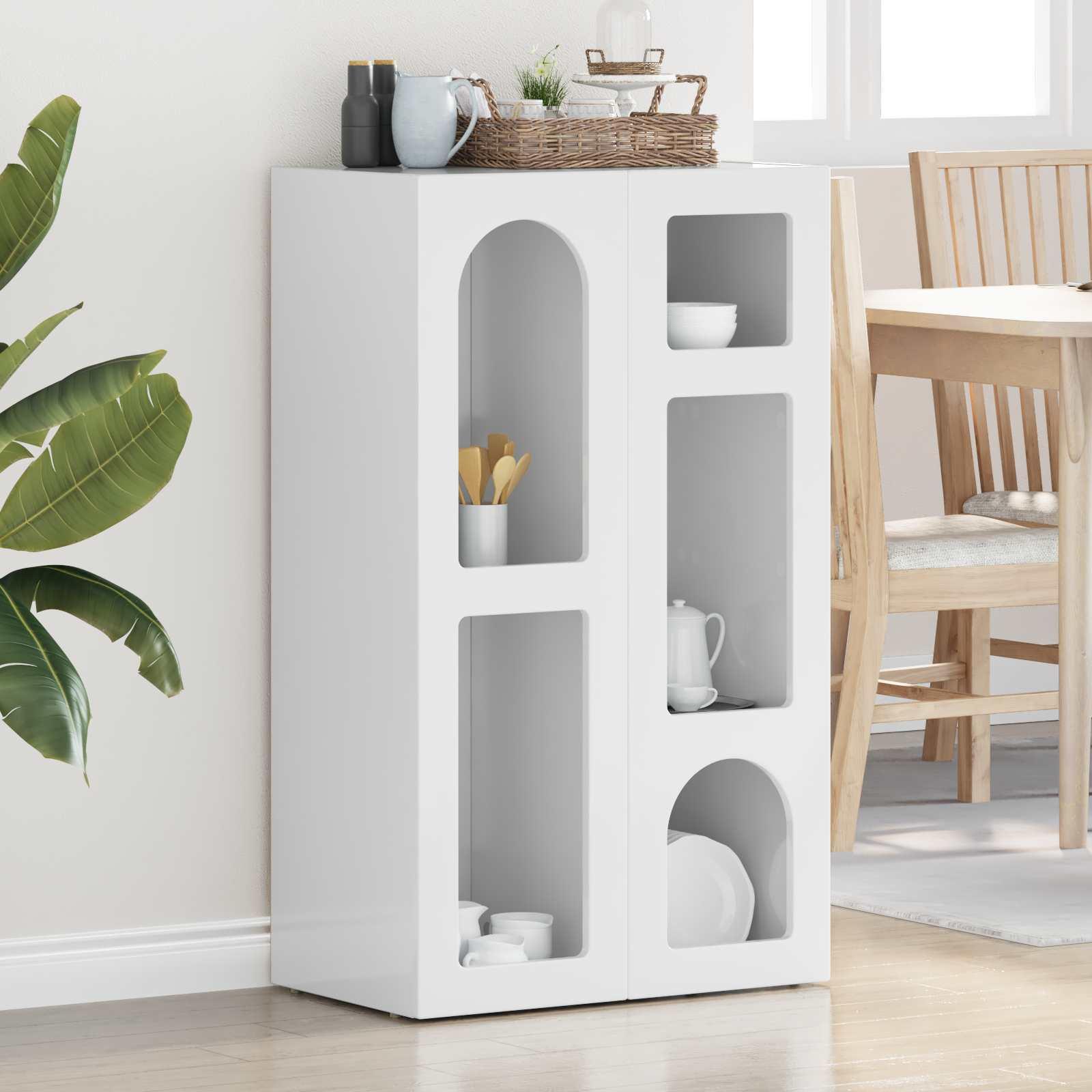 Sidebord Høj gloss hvid 59 x 35 x 100,5 cm Konstrueret træ