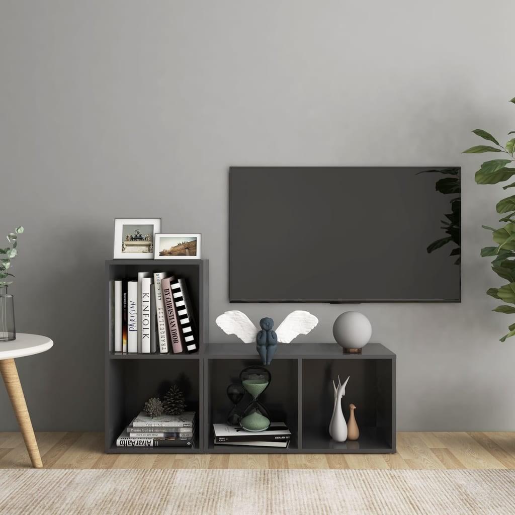 Tv-skabe 2 stk. 72x35x36,5 cm konstrueret træ grå