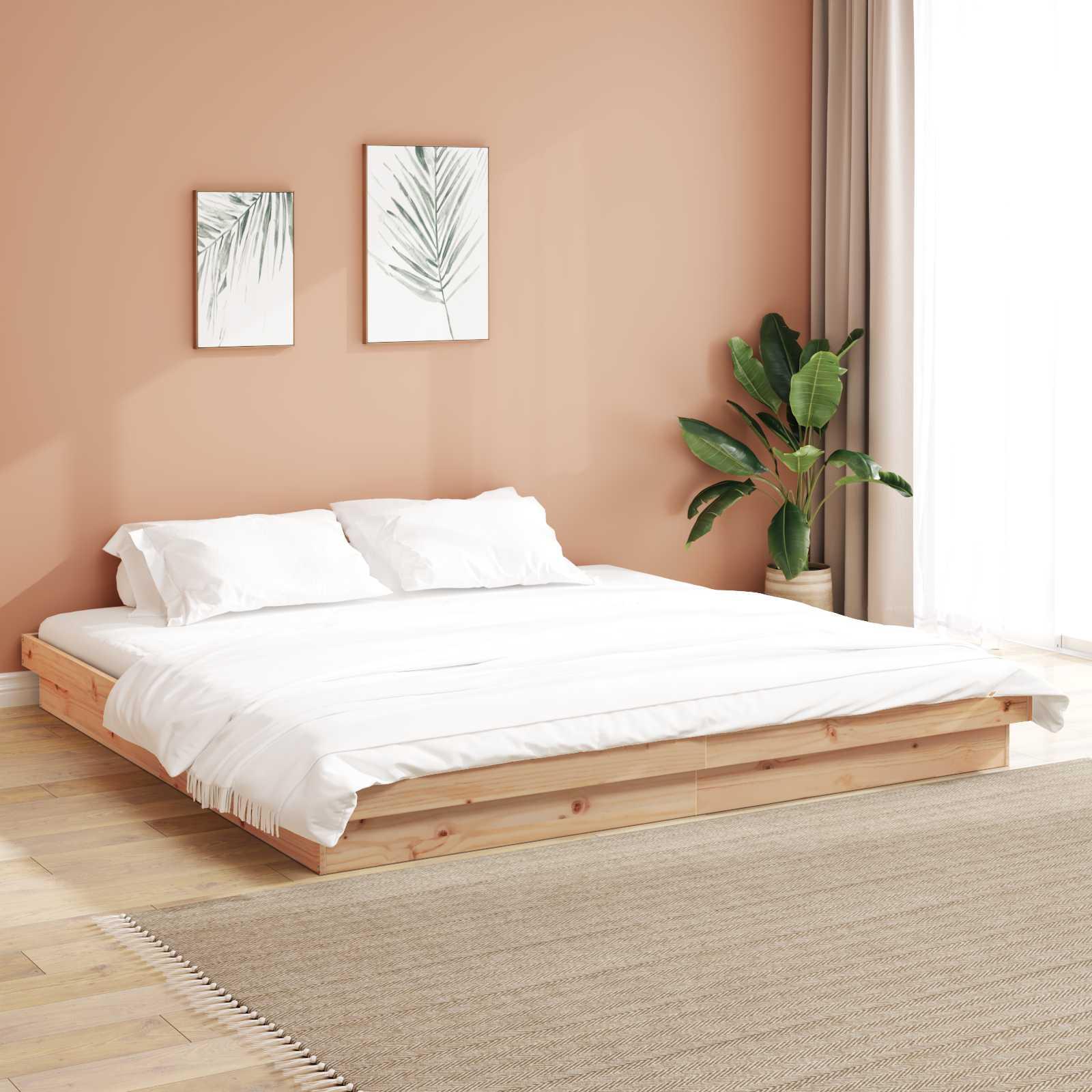 Sengestel Naturfarvet 200 x 200 cm Massiv fyrretræ