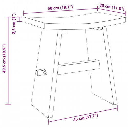 Badeværelsesskammel Brun 50 x 29,5 x 50,5 cm Massiv Teaktræ