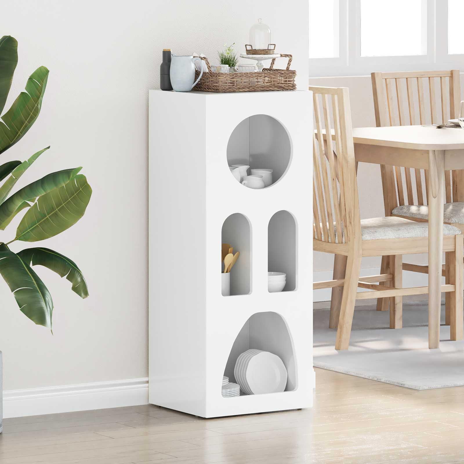 Sidebord Høj gloss hvid 40 x 35 x 100.5 cm Konstrueret træ