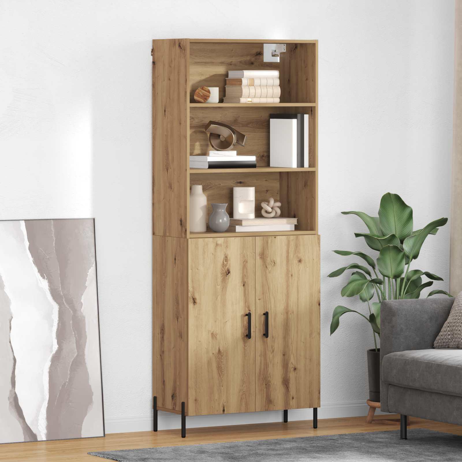 Highboard i artisan egetræ - konstrueret træ, 69,5 × 32,5 × 180 cm