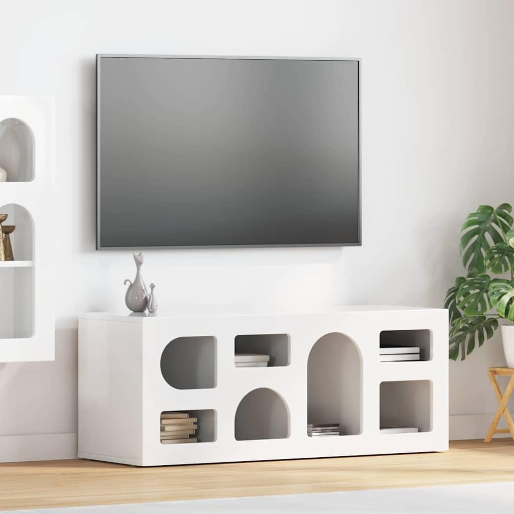 Tv-skab 100 X 35 X 40 Cm Konstrueret Træ - Hvid højglans
