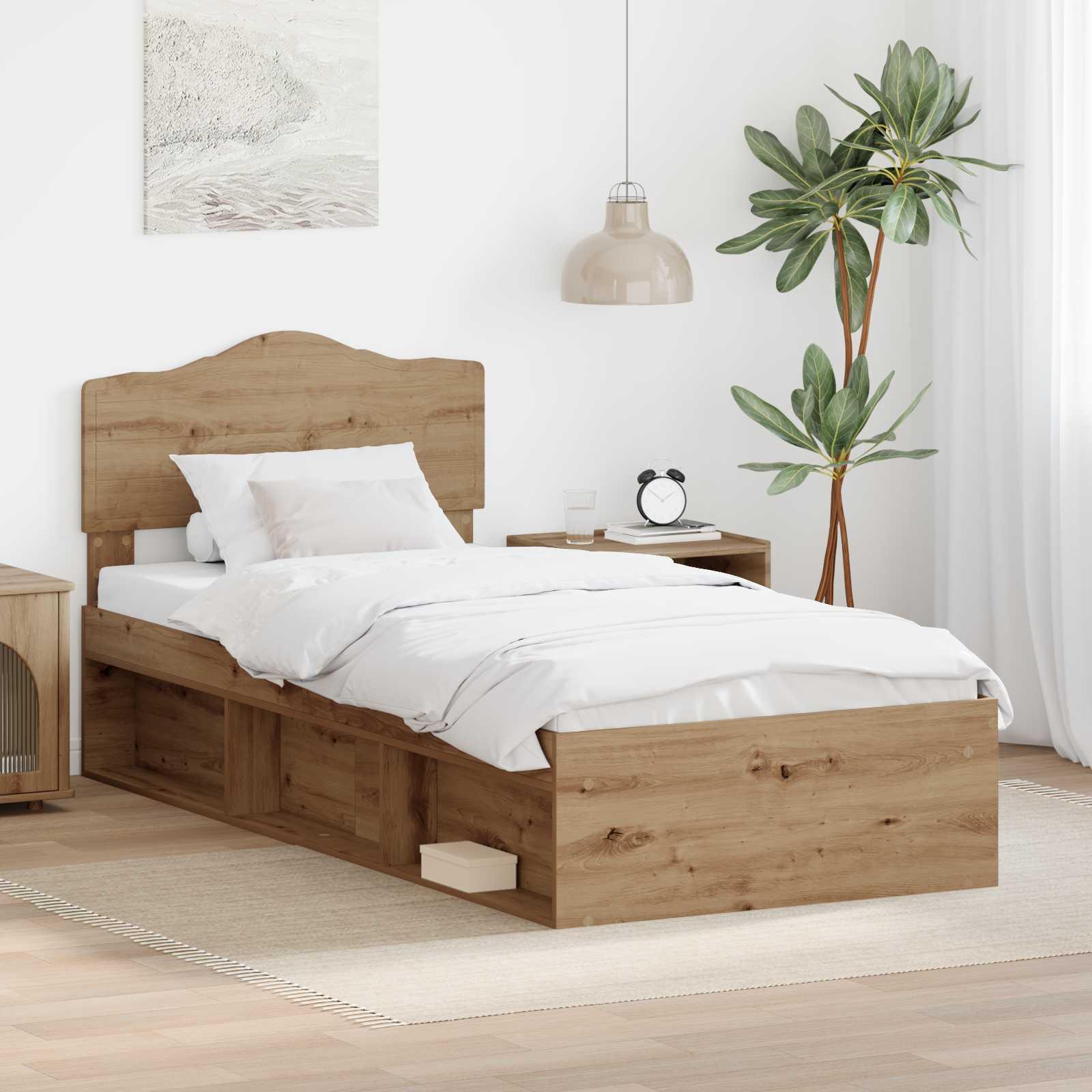 Sengestel med hovedgærde Artisan eg 90 x 190 cm Massiv fyrretræ