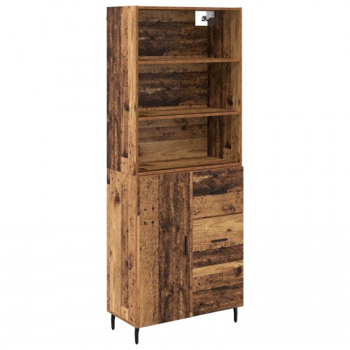 Highboard i gammelt træ med 3 skuffer