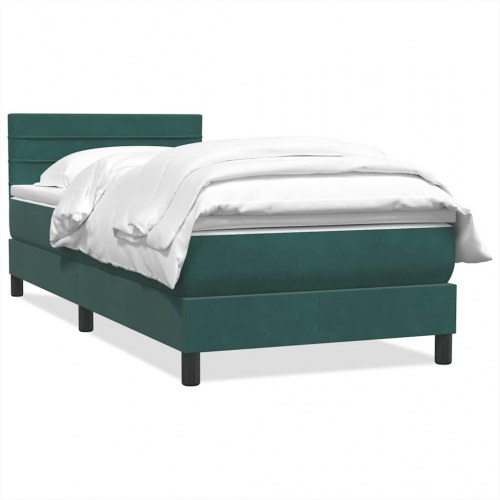 Kontinentalseng med madras mørkegrøn 90x210 cm fløjl
