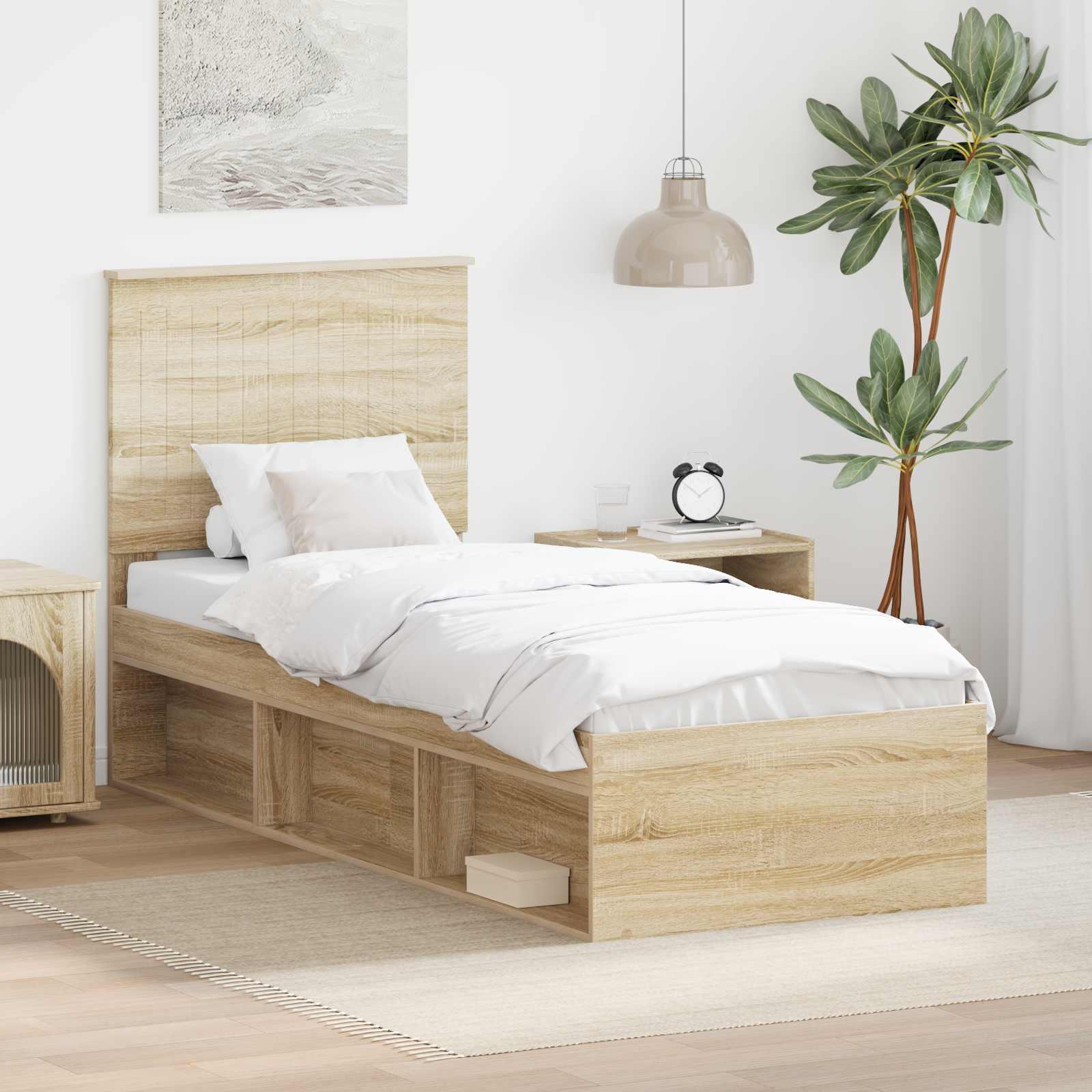 Sengestel med hovedgærde Sonoma eg 75 x 190 cm Massiv fyrretræ