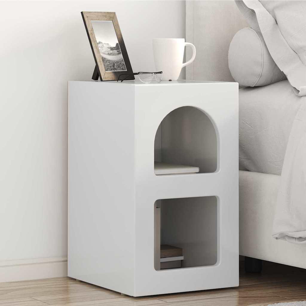 Sengebord Høj gloss hvid 29,5 x 35 x 50 cm Konstrueret træ