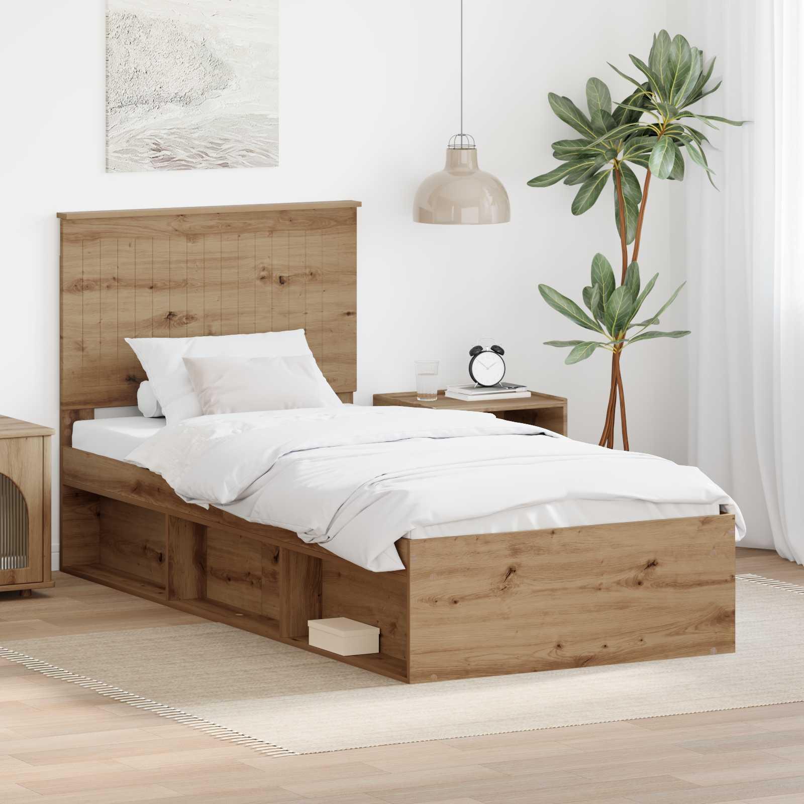 Sengestel med hovedgærde Artisan eg 90 x 190 cm Massiv fyrretræ