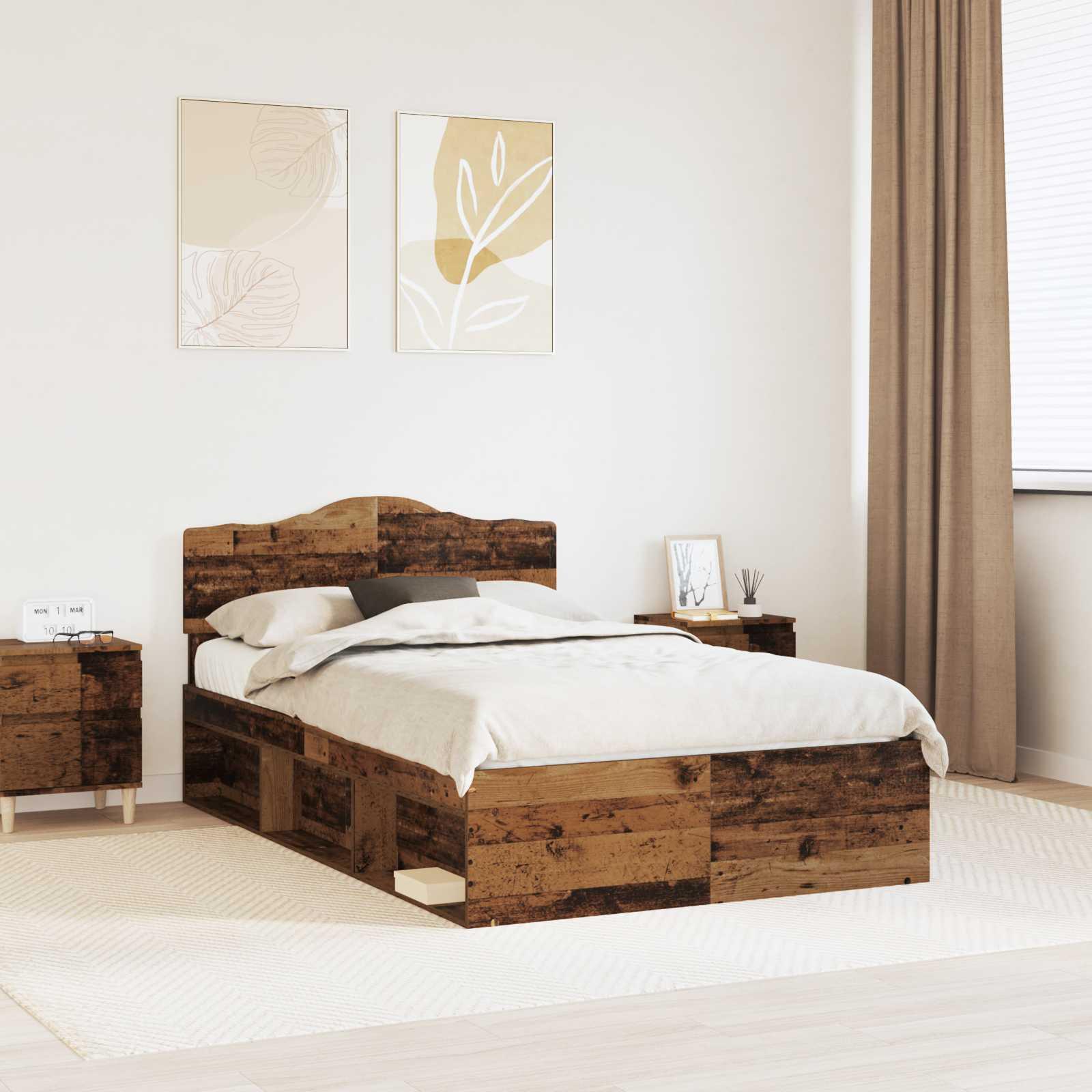 Sengestel Gammelt træ 135 x 190 cm Massiv fyrretræ