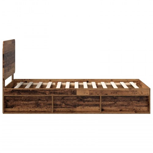 Sengestel med hovedgærde 90 x 200 cm - gammelt træ