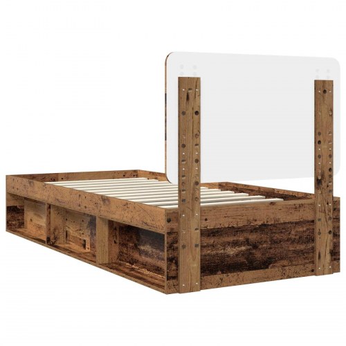 Sengestel med hovedgærde 90 x 200 cm - gammelt træ