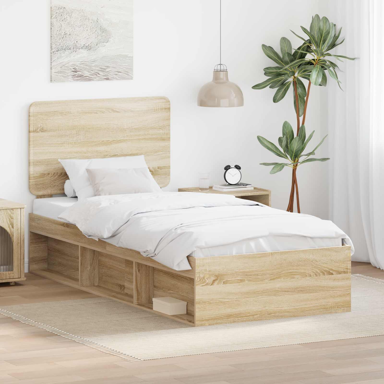 Sengestel med hovedgærde Sonoma eg 90 x 200 cm Massiv fyrretræ