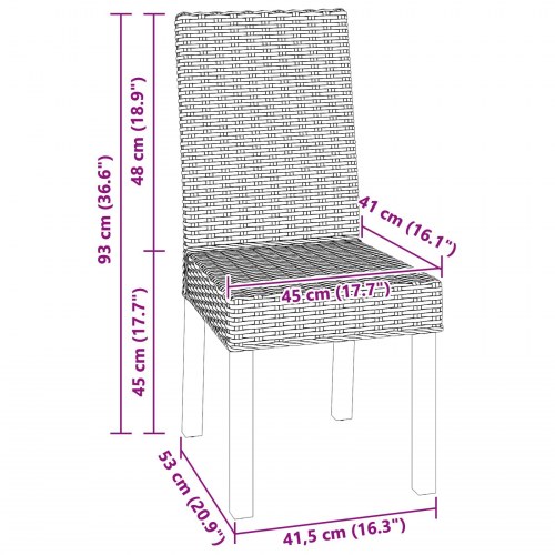 Spisestuestol 2 stk Naturfarvet 45 x 54 x 93 cm Massiv Mahogni