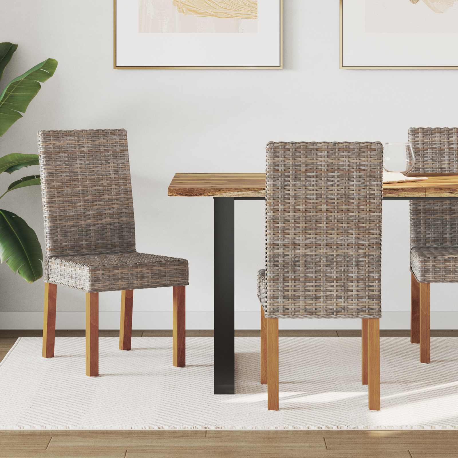 Spisestuestol 2 stk Kubu Grå 45 x 54 x 93 cm Massiv Mahogni