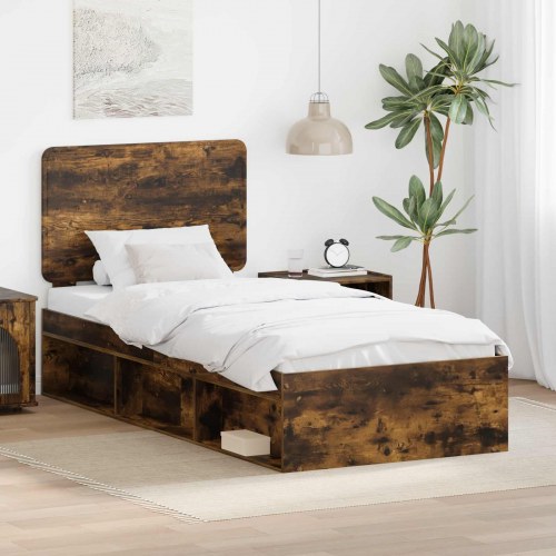 Sengestel med hovedgærde 100 x 200 cm - røget eg