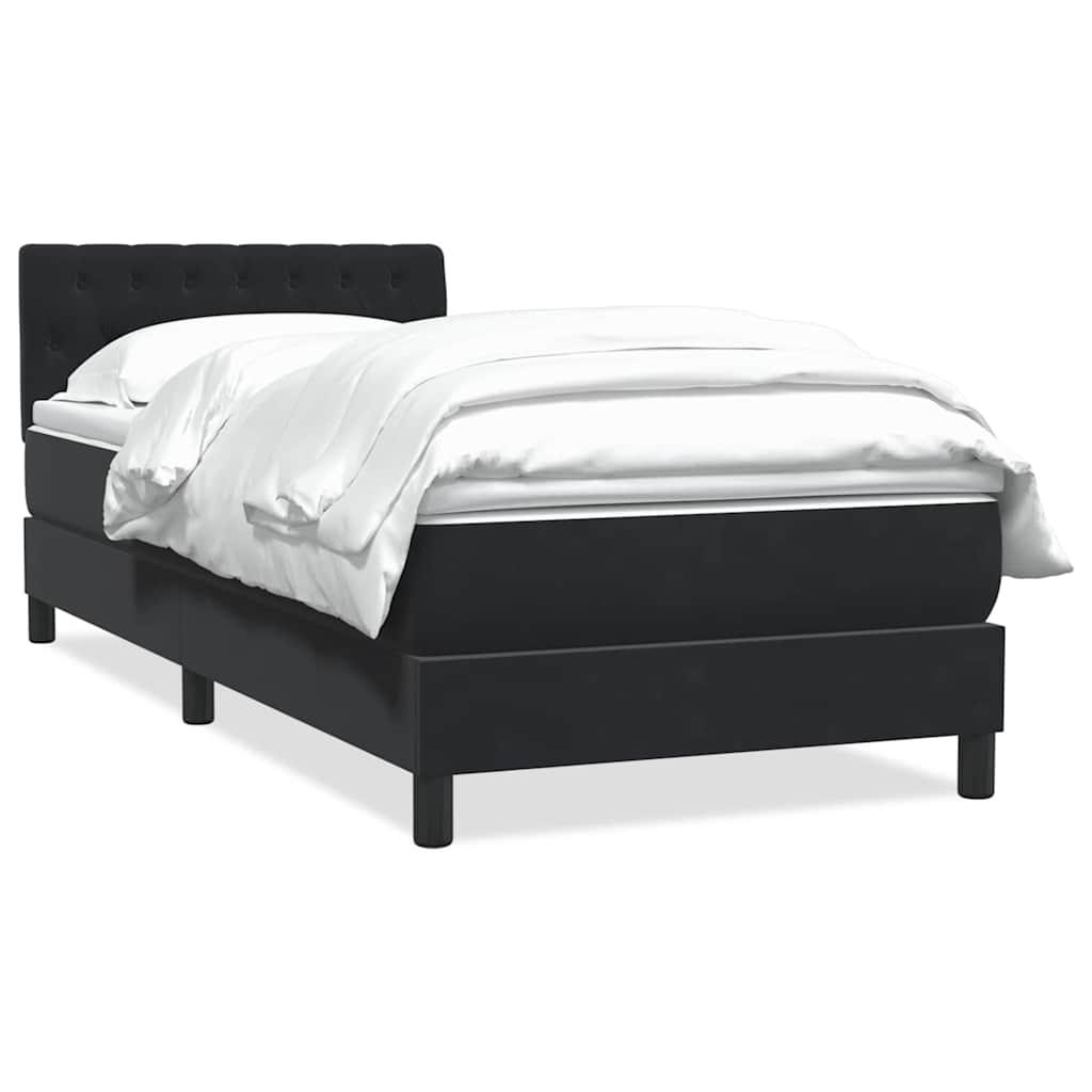 Kontinentalseng med madras 90x220 cm fløjl sort