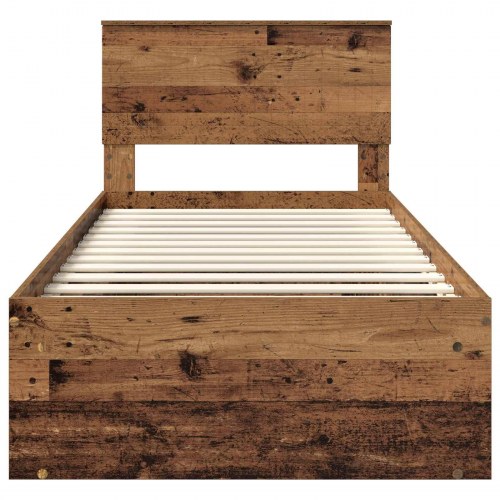 Sengestel med hovedgavl 90 x 190 cm - gammelt træ