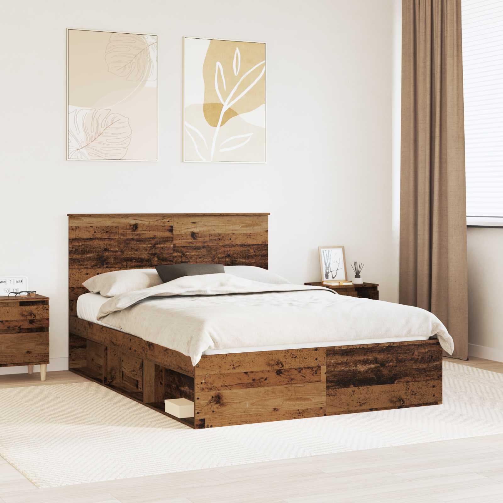 Sengestel Gammelt træ 135 x 190 cm Massiv fyrretræ