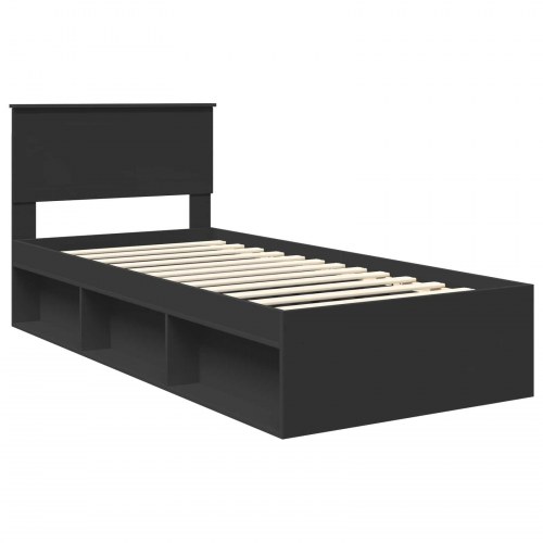 Sengestel med hovedgavl - sort 90 x 190 cm